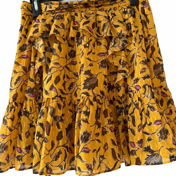 Ulla Johnson Zea Ruffle Belted Mini Silk Blend Fully Lined Floral Skirt SZ 2 - Picture 4 of 8